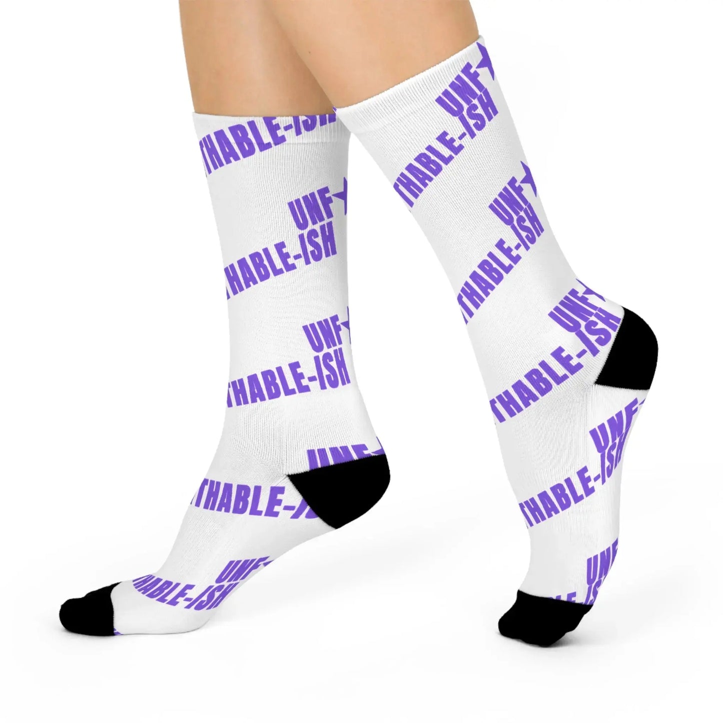UNF✦CKWITHABLE-ISH Recovery Crew Socks, Purple Star Recovery Edition Printify