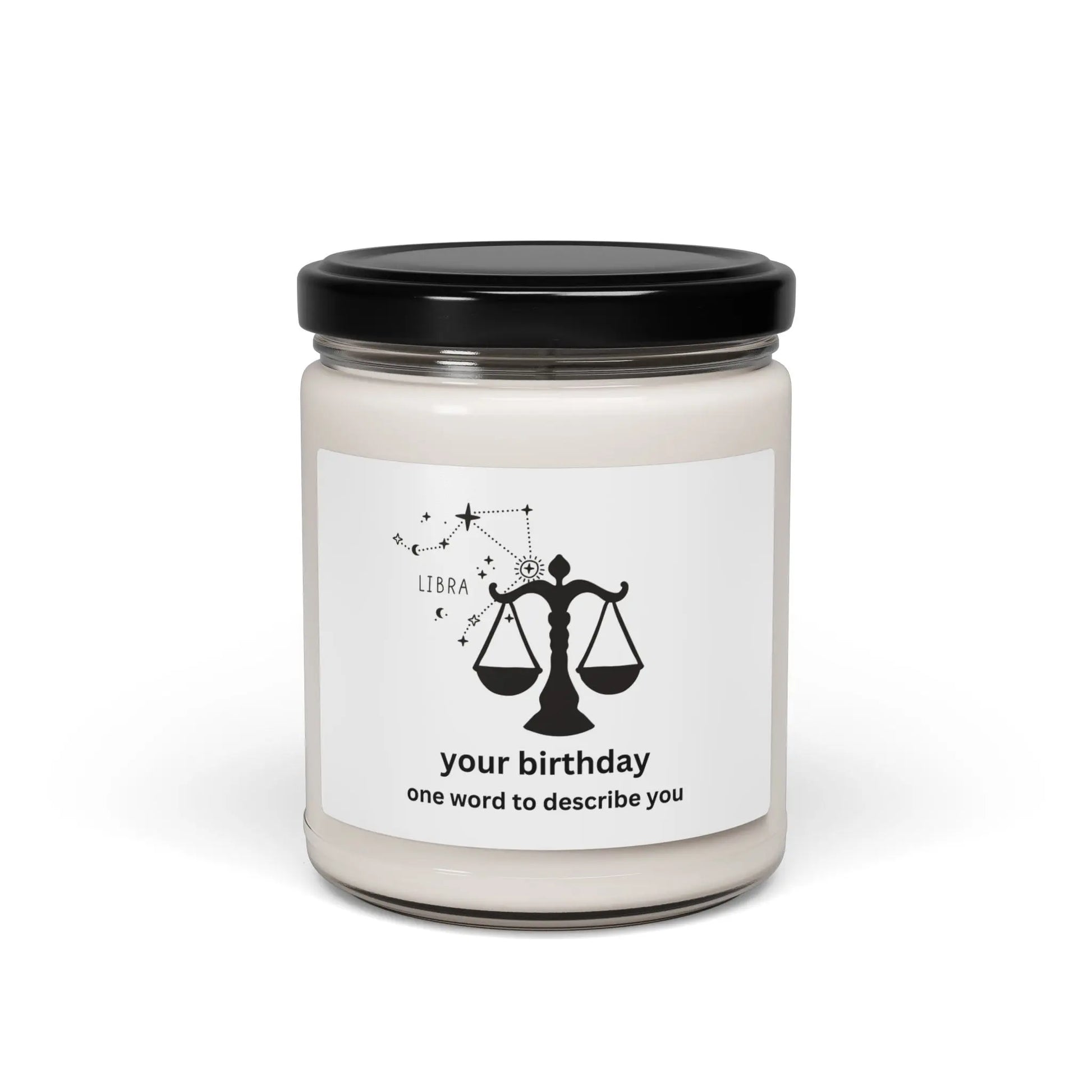 Customized Astrology Scented Soy Candle, Libra Birthday Printify