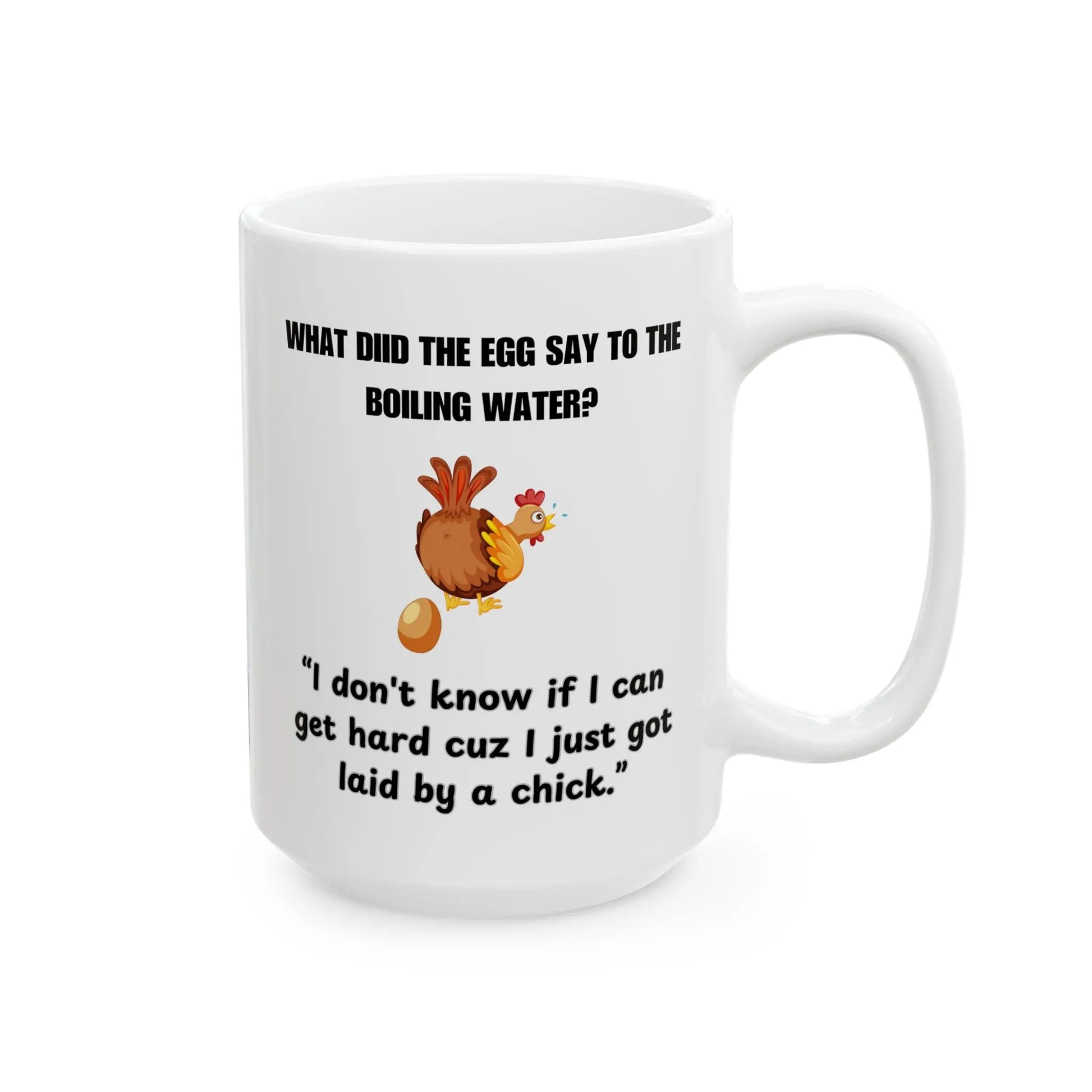 Funny Ceramic Mug, 18+, Laying Eggs Printify