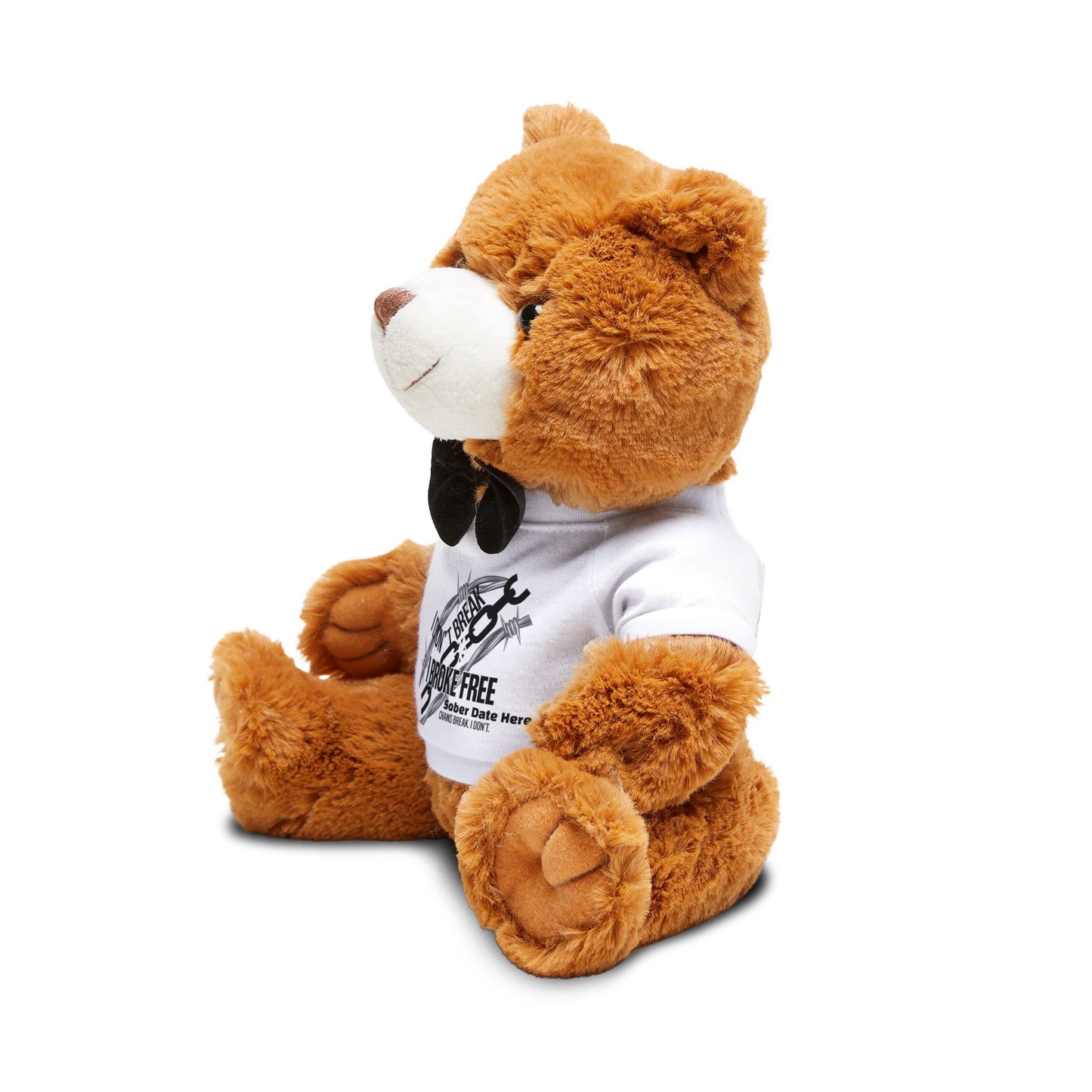 “I Broke Free” Black Chain Recovery Gift Bundle – Custom Teddy, Men’s Tee, Vinyl Sticker, Mug - Custom Sober Date (Limited Edition)