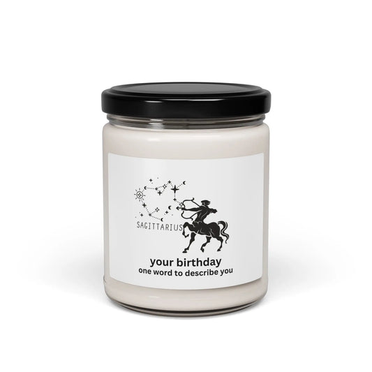 Customized Astrology Scented Soy Candle, Sagittarius Birthday Printify