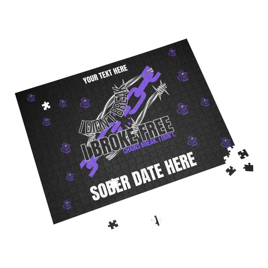 I Broke Free – Custom Jigsaw Puzzle, Sober Date 💜 LIMITED EDITION Printify
