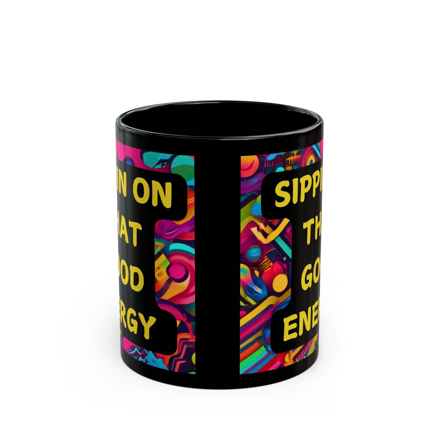 Schwarze Tasse mit TikTok-Motiv