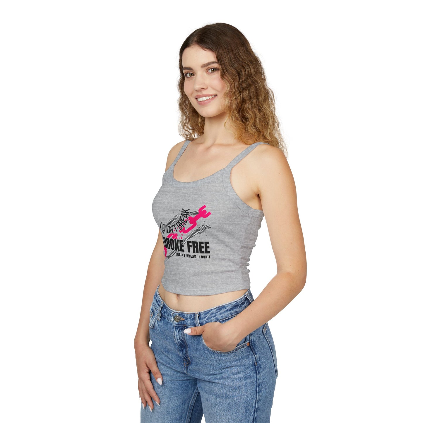 "Chains Break I Don’t" – Spaghetti Strap Sobriety Tank Top, Custom Sober Date