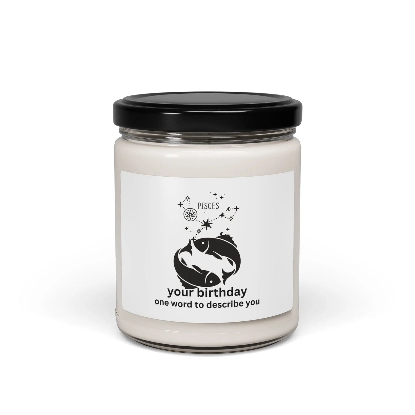 Customized Astrology Scented Soy Candle, Pisces Birthday Printify