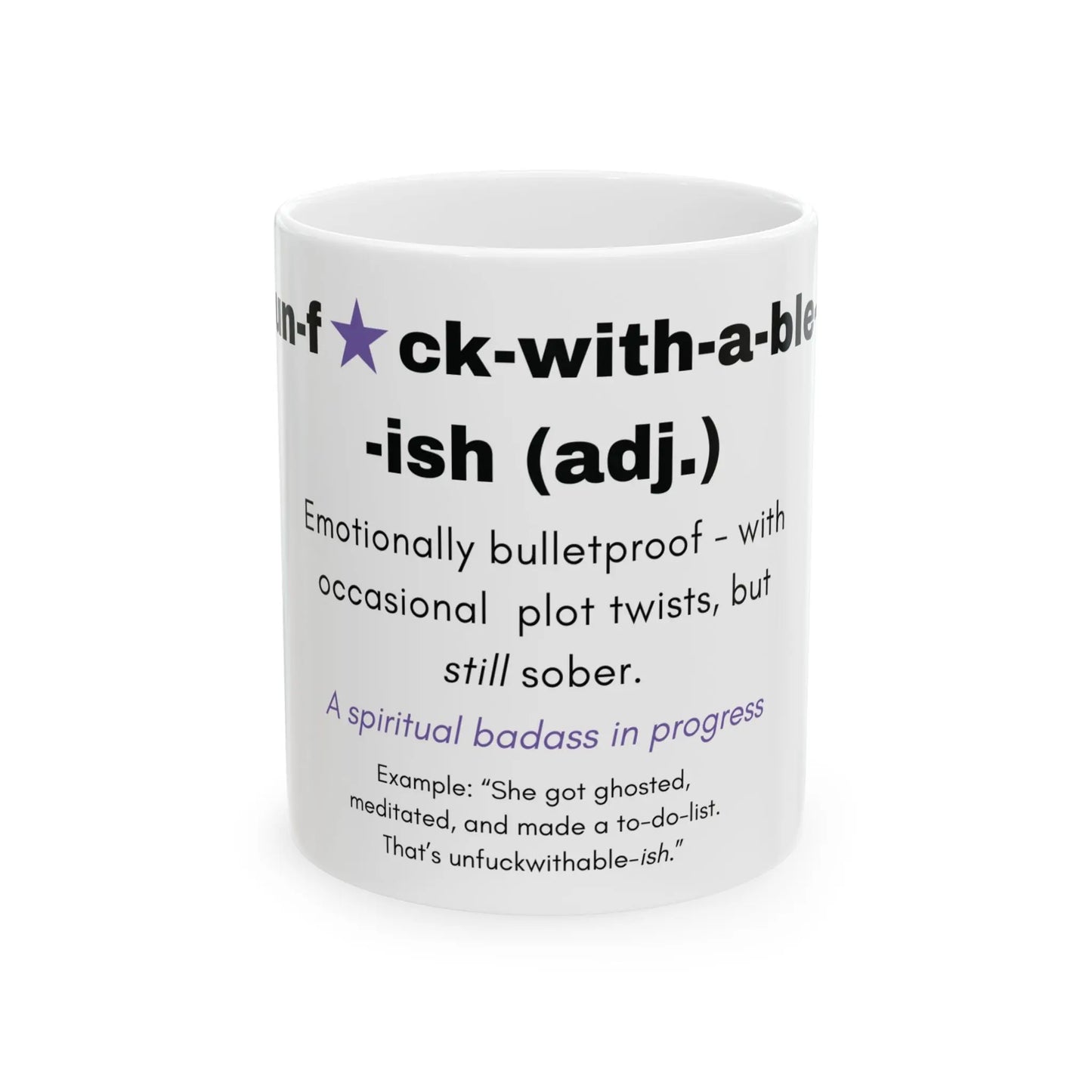 Unf*ckwithable-ish Mug, Recovery Definition with Leopard Print Printify
