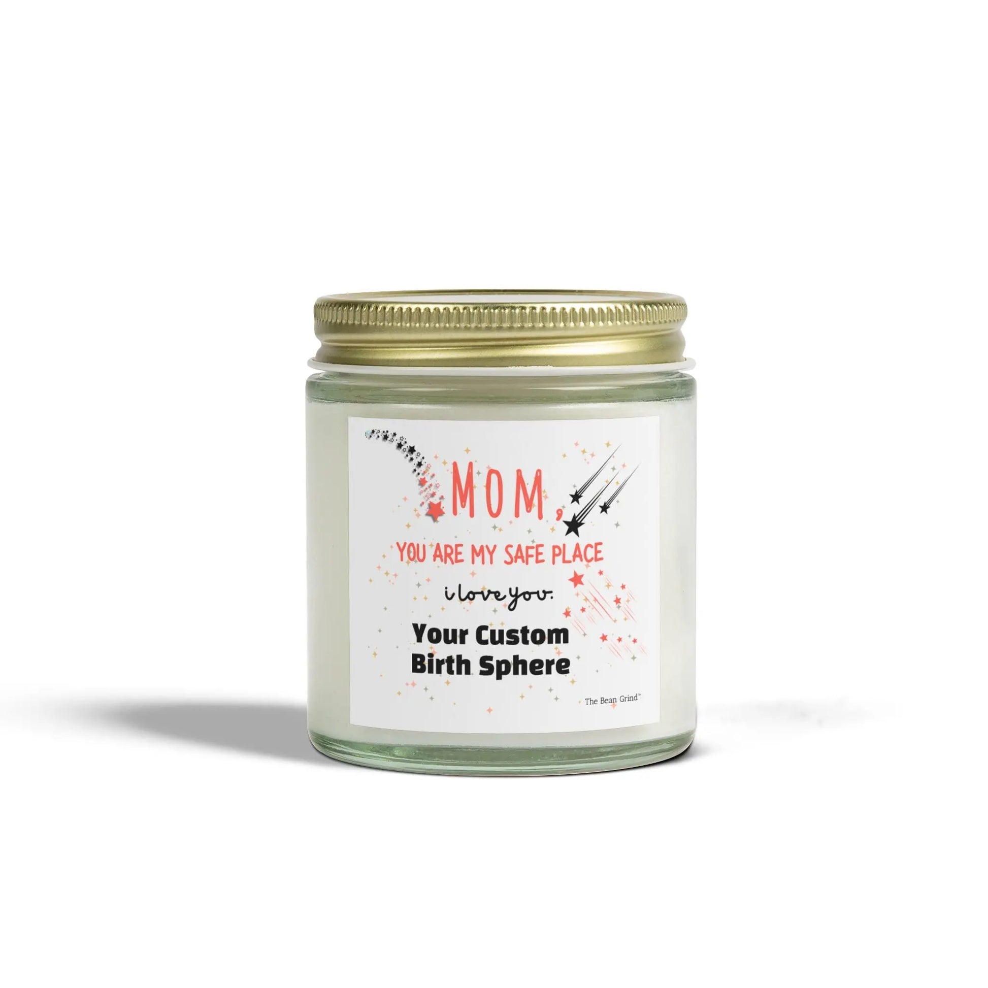 The Bean Grind™ Custom Wax Scented Candle - For Mom, Child's Birth Sphere, Coconut Apricot 4oz, 9oz Printify