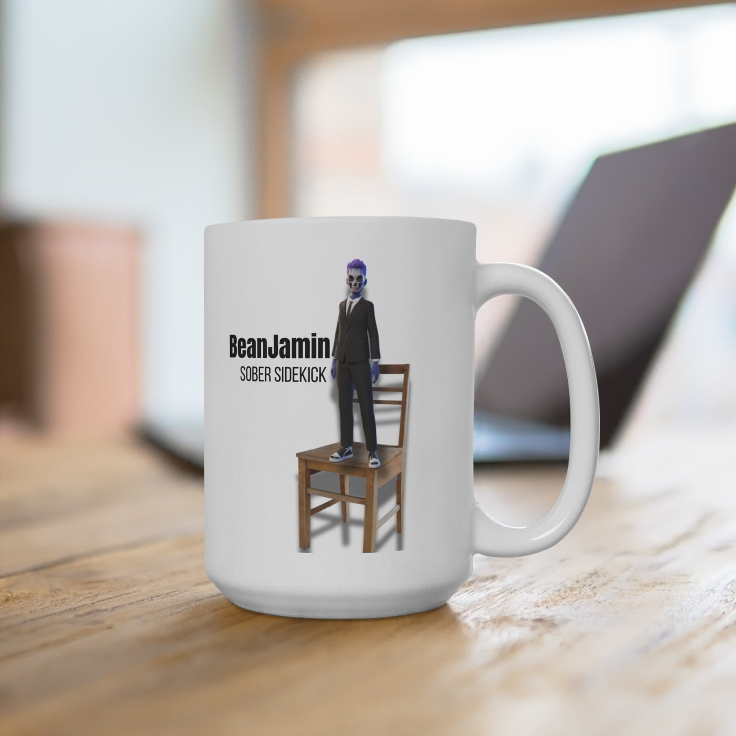 BeanJamin™ Sober Sidekick Mug – Featuring Our Custom Engineered Recovery ChatGPT, by The Bean Grind