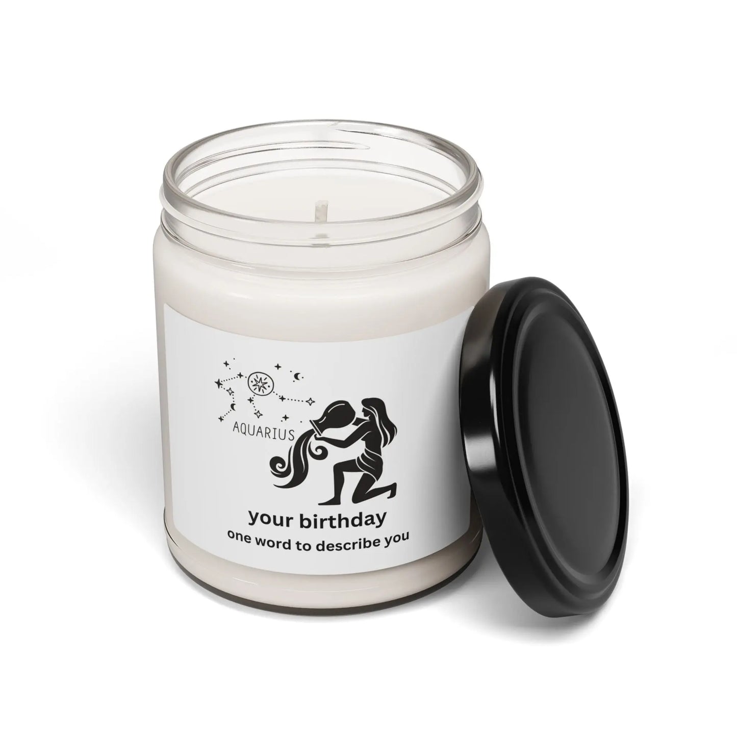 Customized Astrology Scented Soy Candle, Aquarius Birthday Printify