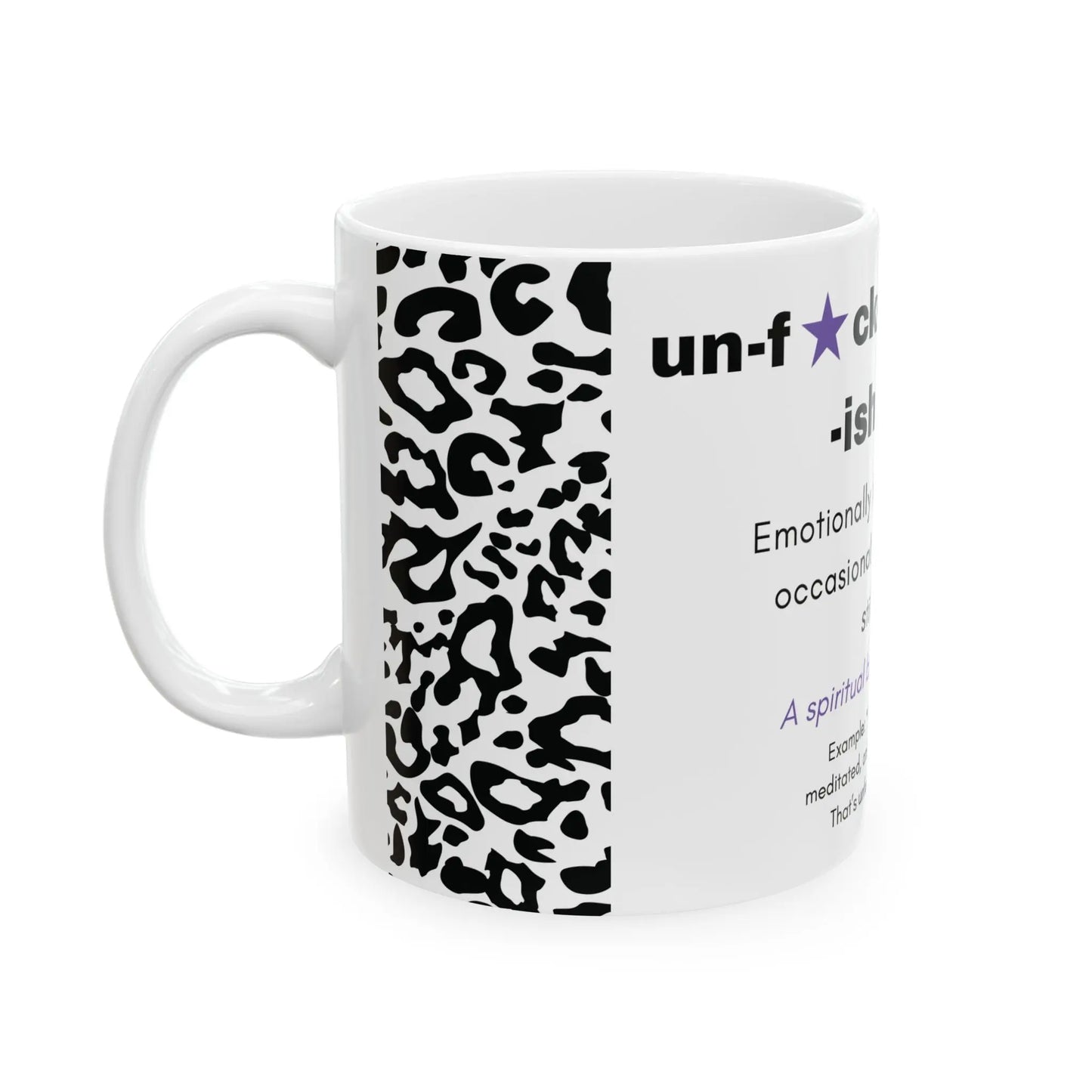 Unf*ckwithable-ish Mug, Recovery Definition with Leopard Print Printify