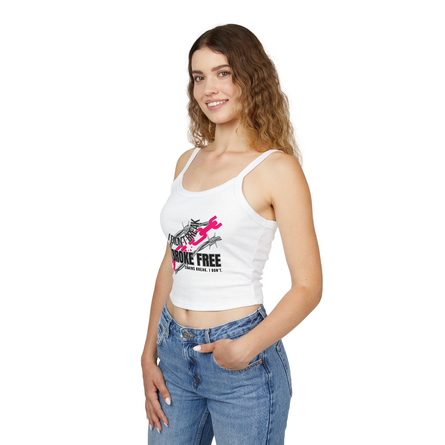 "Chains Break I Don’t" – Spaghetti Strap Sobriety Tank Top, Custom Sober Date