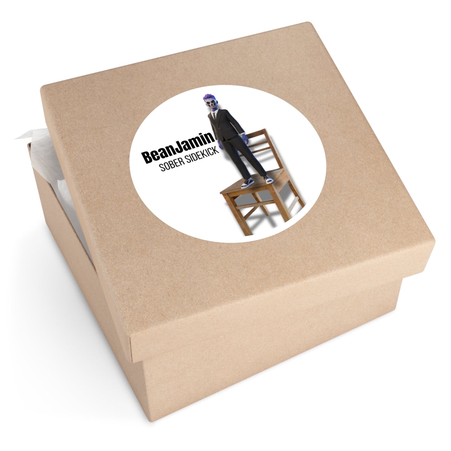 BeanJamin Sober Sidekick Vinyl Sticker Printify