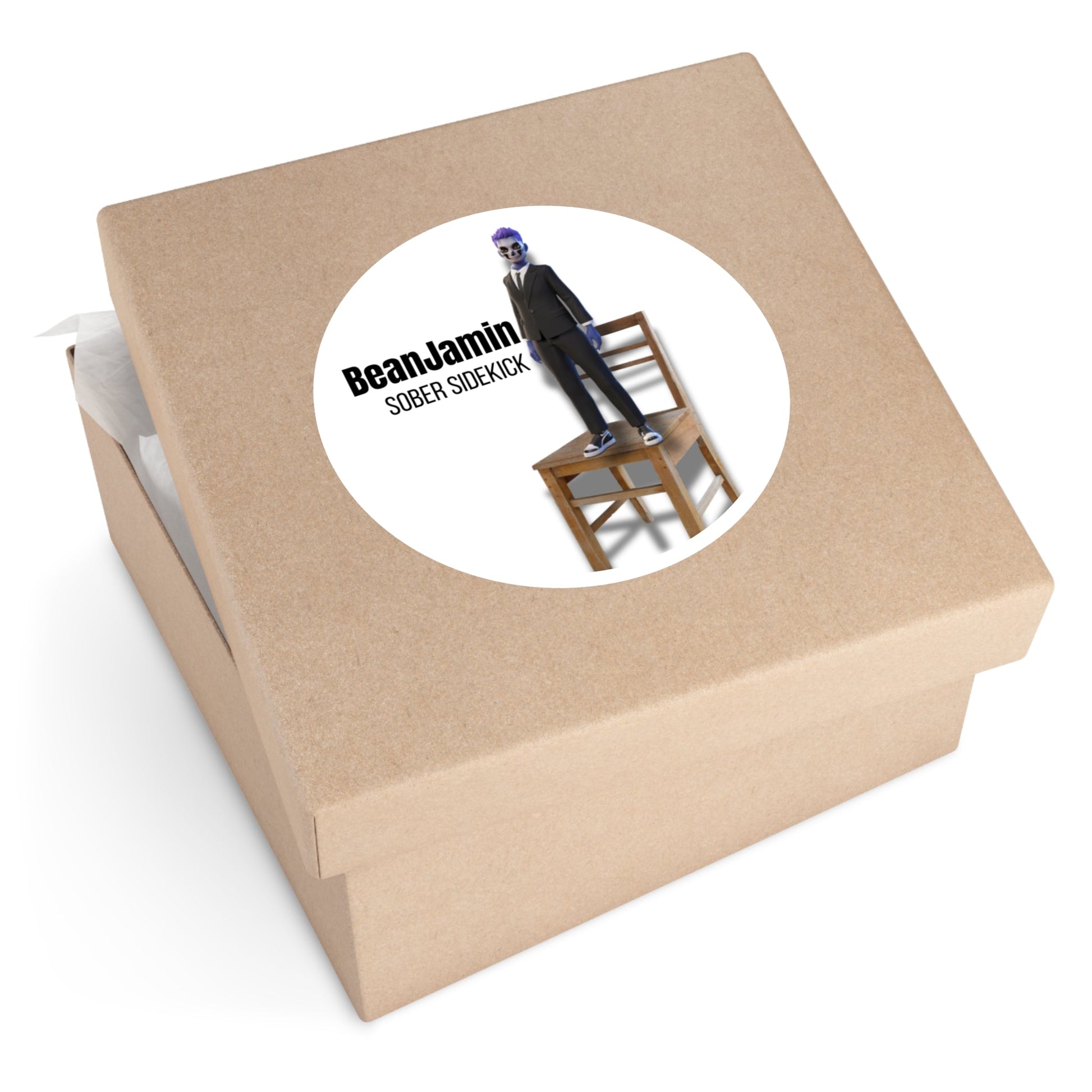 BeanJamin Sober Sidekick Vinyl Sticker Printify