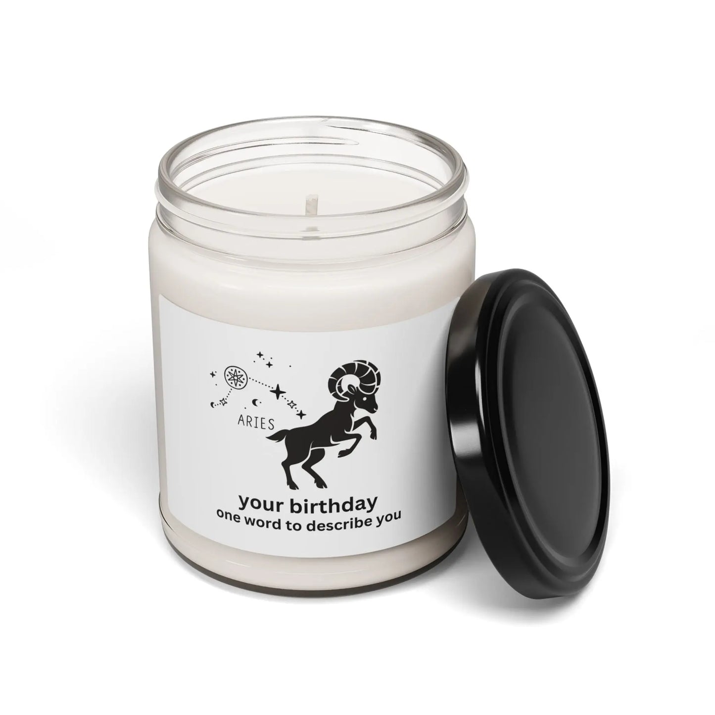 Customized Astrology Scented Soy Candle, Aries Birthday Printify