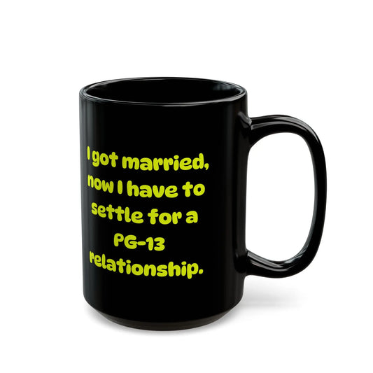Funny Black Ceramic Mug, Marriage Printify