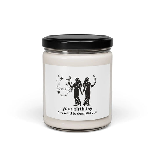 Customized Astrology Scented Soy Candle, Gemini Birthday Printify