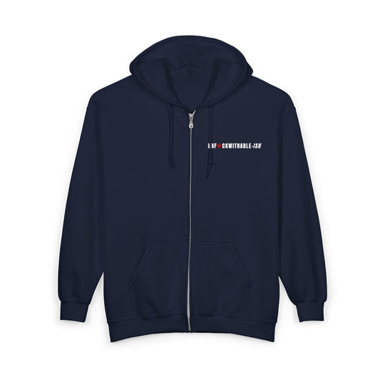 UNF★CKWITHABLE-ISH™ Men’s Zip-Up Hoodie, White/Red Star