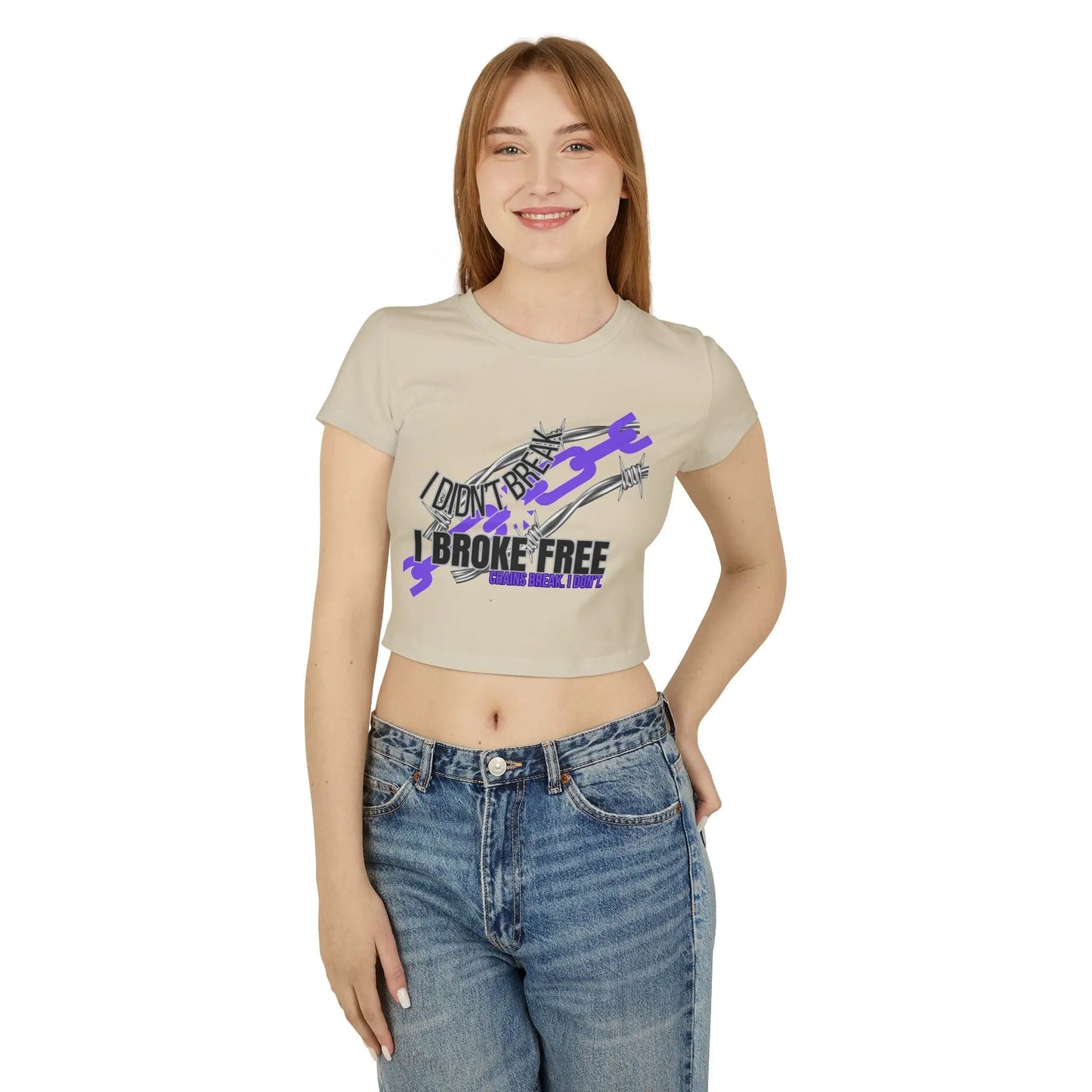 Crop Top for Women - "Chains Break" + Custom Sober Date- Purple Chain Edition Printify