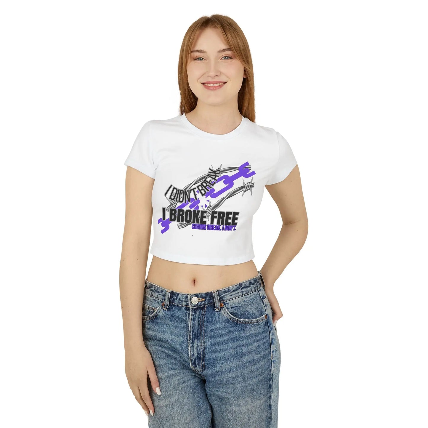 Crop Top for Women - "Chains Break" + Custom Sober Date- Purple Chain Edition Printify