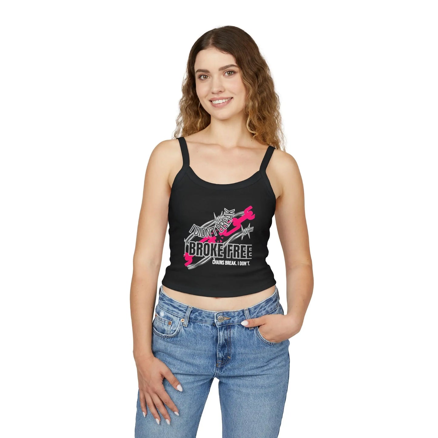 Sobriety Tank Top - "Chains Break, I Don’t"– Hot Pink Edition + Custom Sober Date Printify