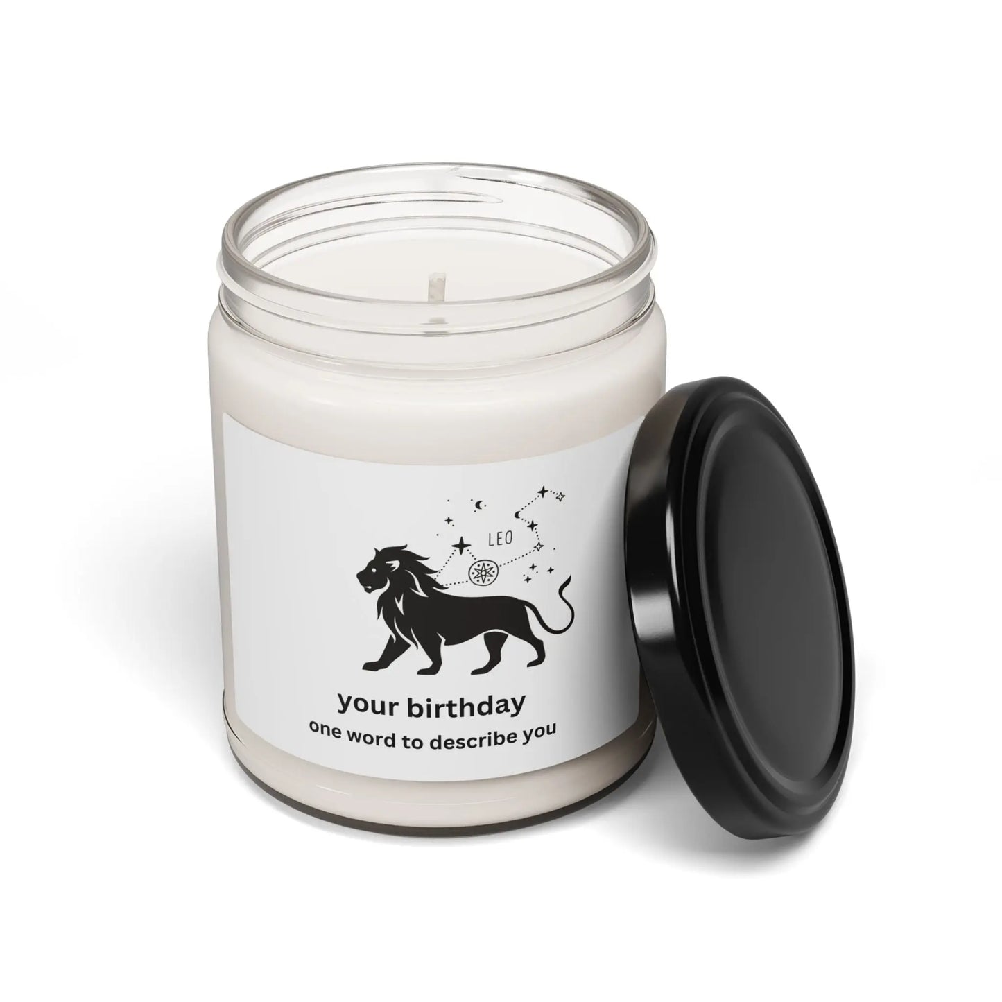 Customized Astrology Scented Soy Candle, Leo Birthday Printify