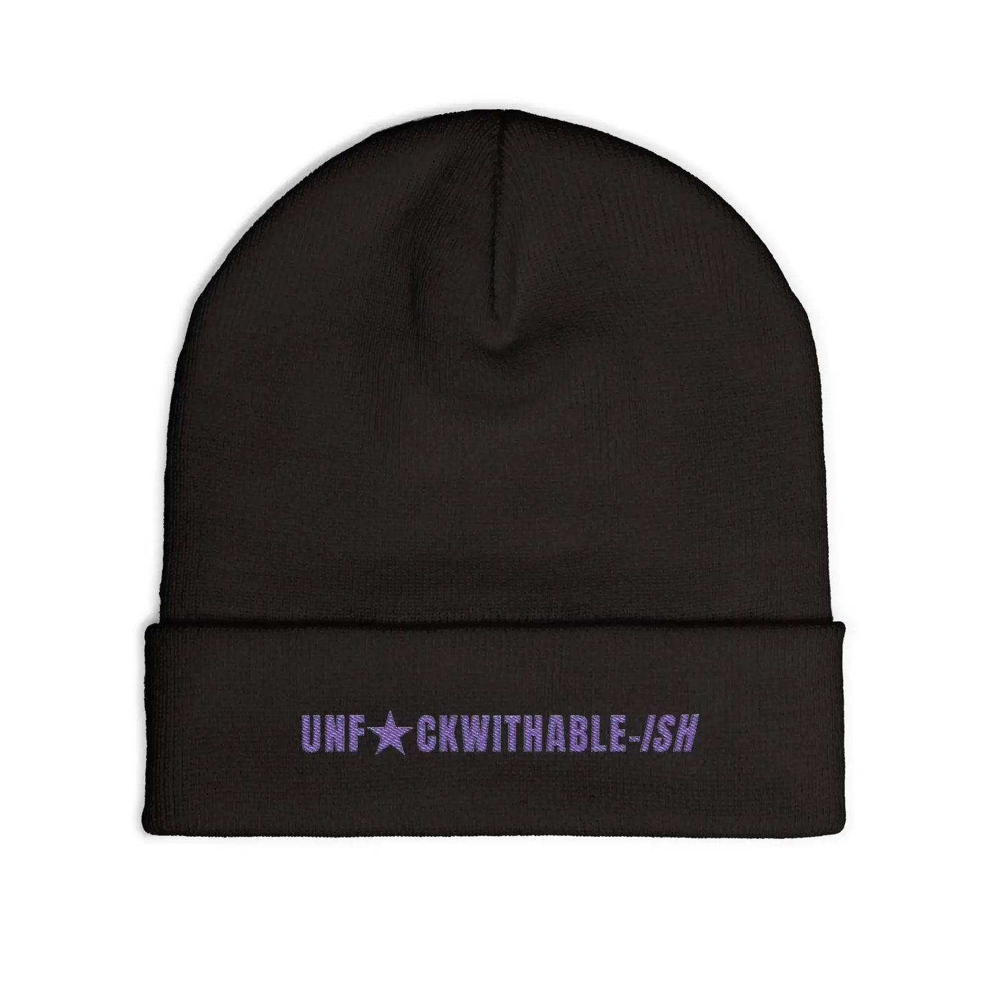 UNF★CKWITHABLE-ISH Embroidered Beanie, Black + Purple Printify