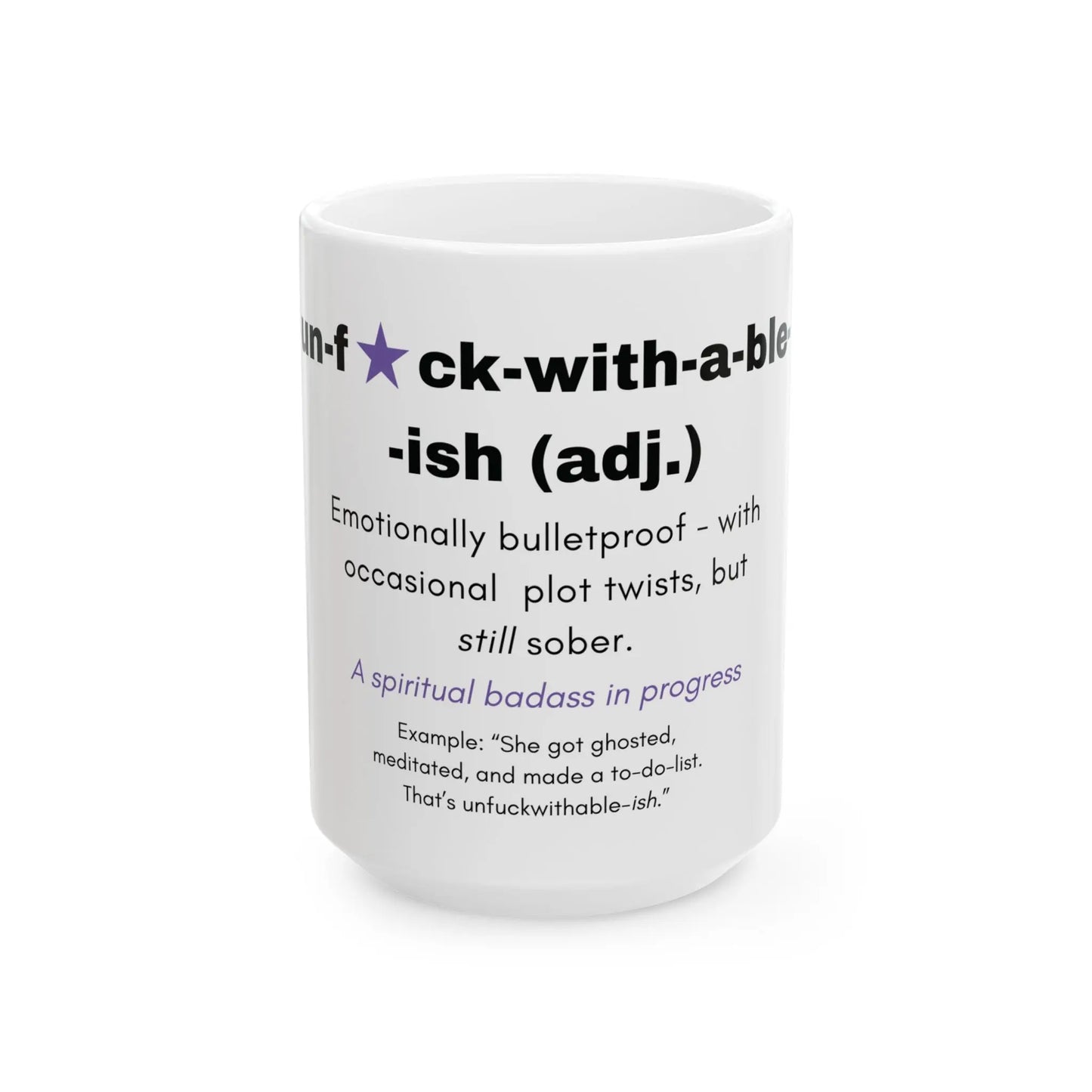 Unf*ckwithable-ish Mug, Recovery Definition with Leopard Print Printify