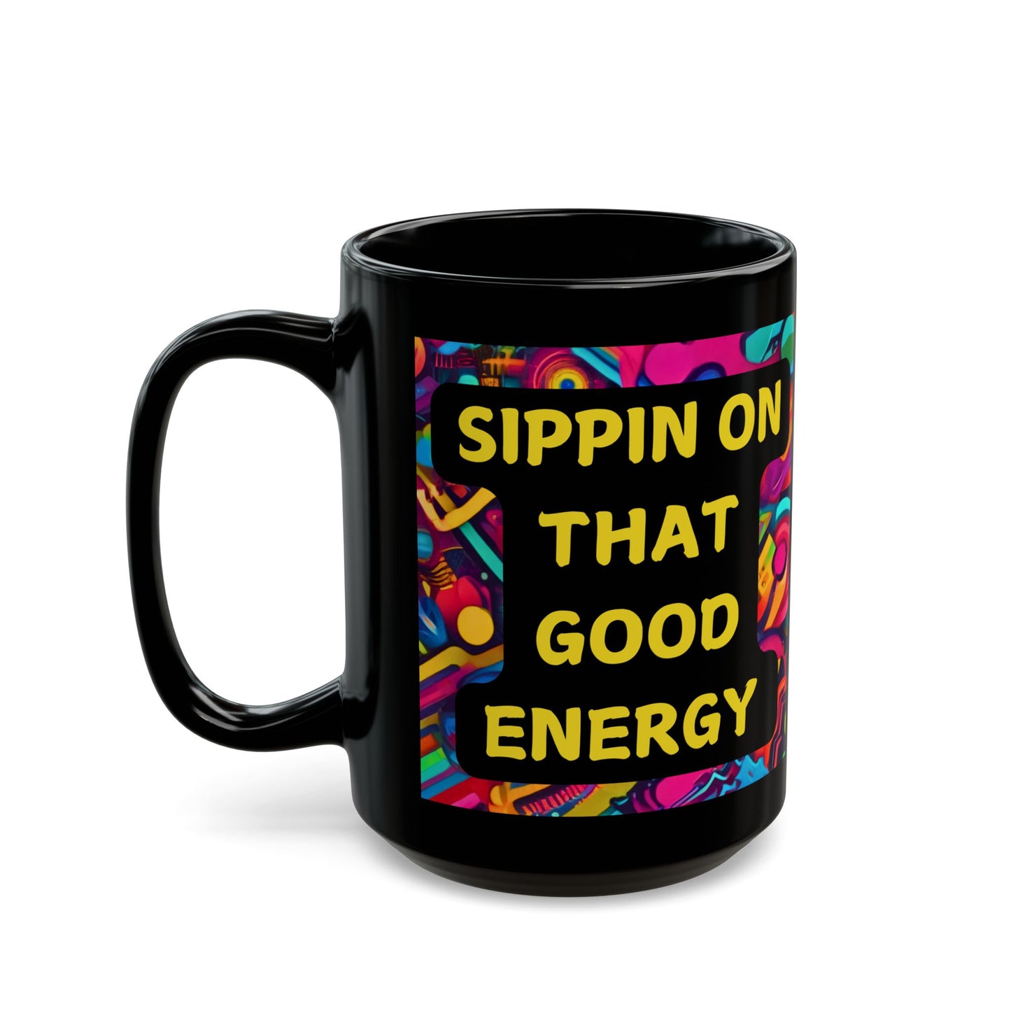 Schwarze Tasse mit TikTok-Motiv