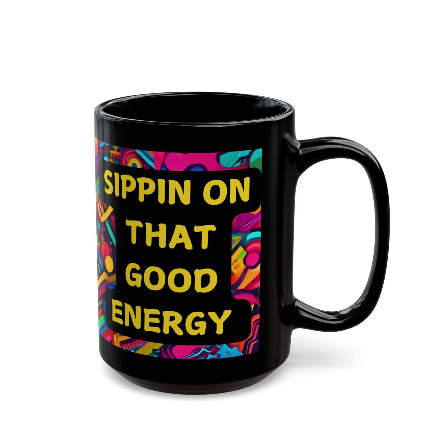 Schwarze Tasse mit TikTok-Motiv