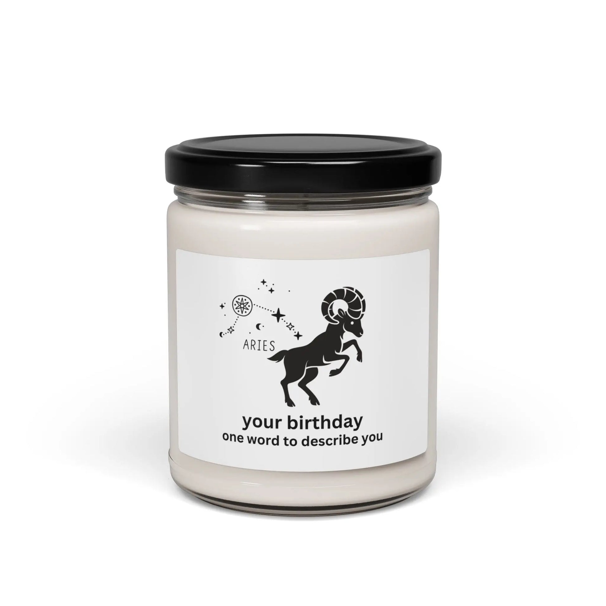 Customized Astrology Scented Soy Candle, Aries Birthday Printify
