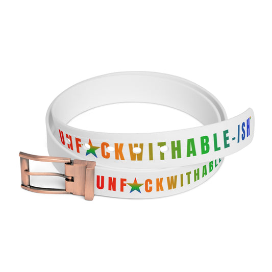 UNF★CKWITHABLE-ISH™ Belt White, Rainbow/Rainbow Star