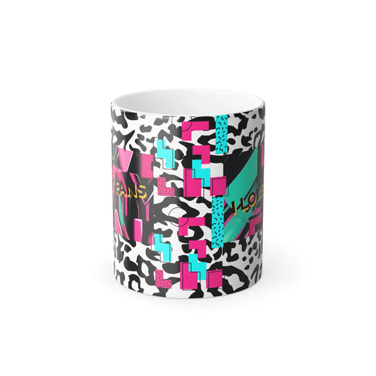 Hidden Message Color Changing Mug, Leopard Print "I Love My Fans" Printify
