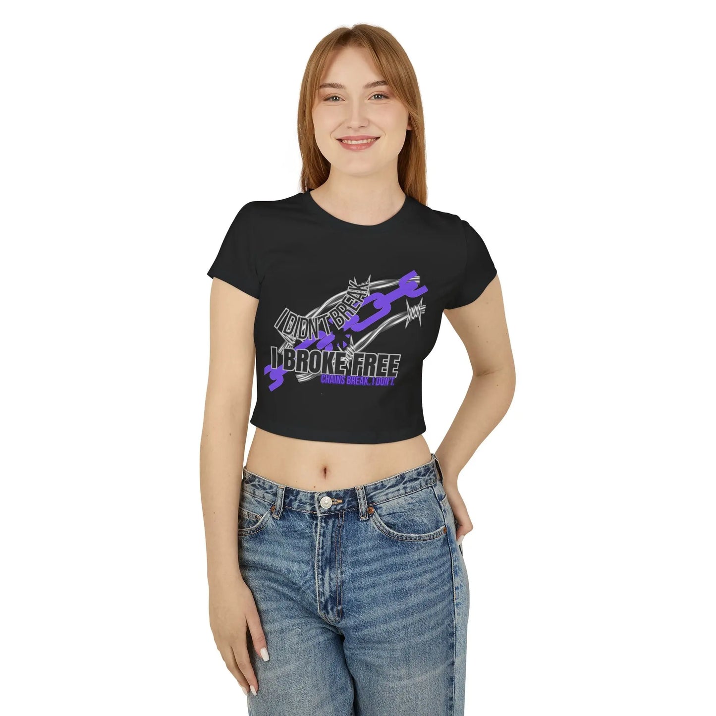 Crop Top for Women - "Chains Break" + Custom Sober Date- Purple Chain Edition Printify