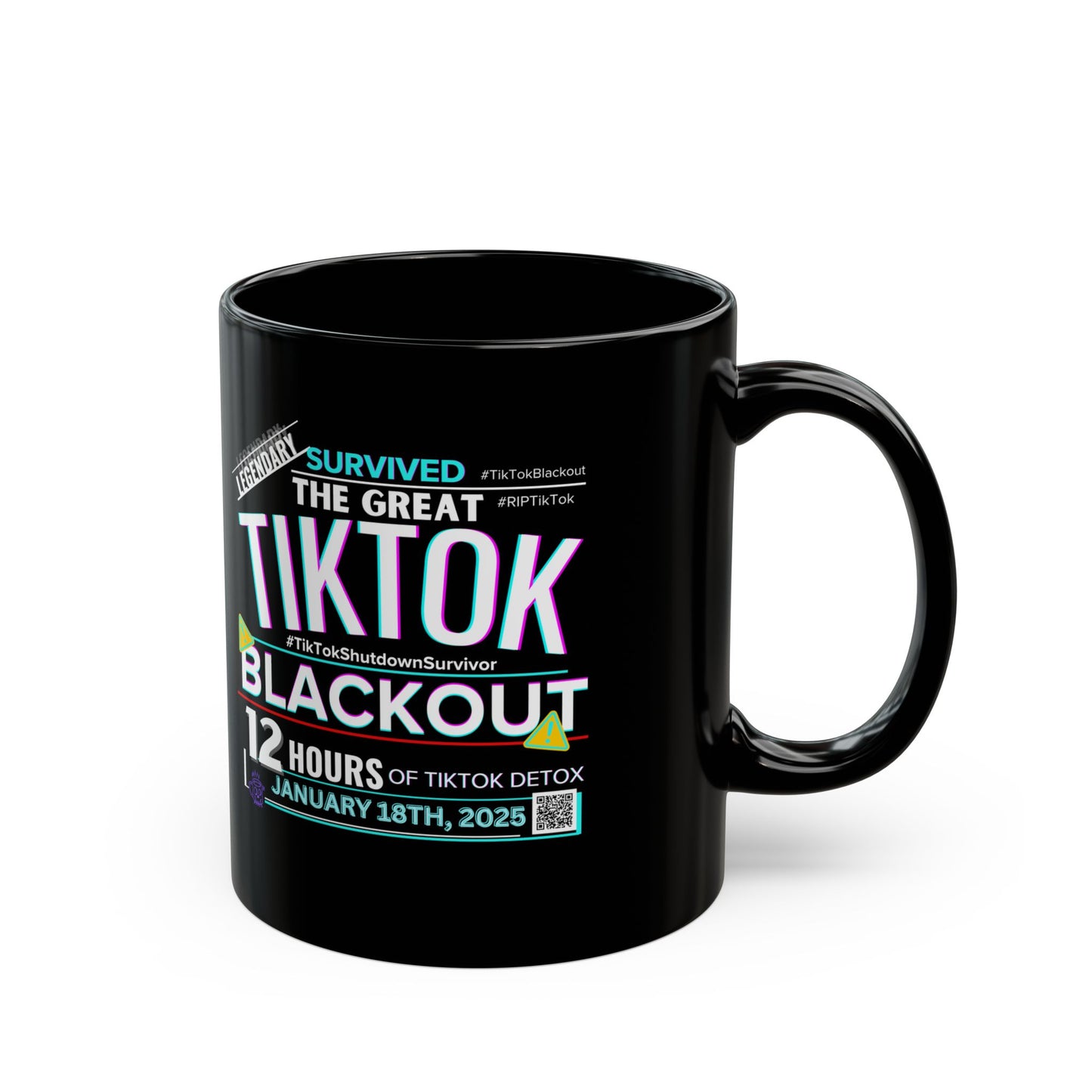 LIMITED EDITION: TikTok Blackout Survivor Mug, Black Ceramic 15oz