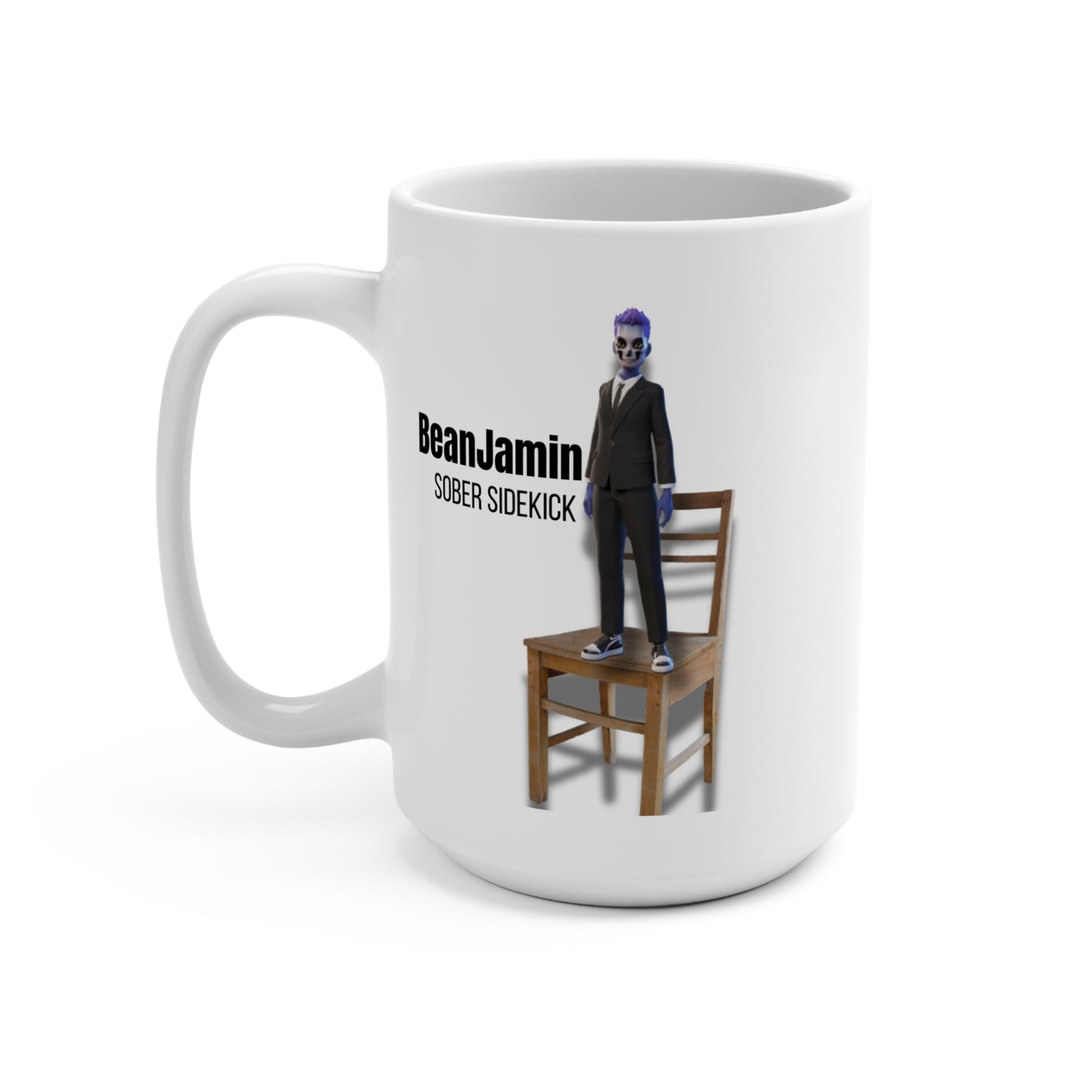 BeanJamin™ Sober Sidekick Mug – Featuring Our Custom Engineered Recovery ChatGPT, by The Bean Grind