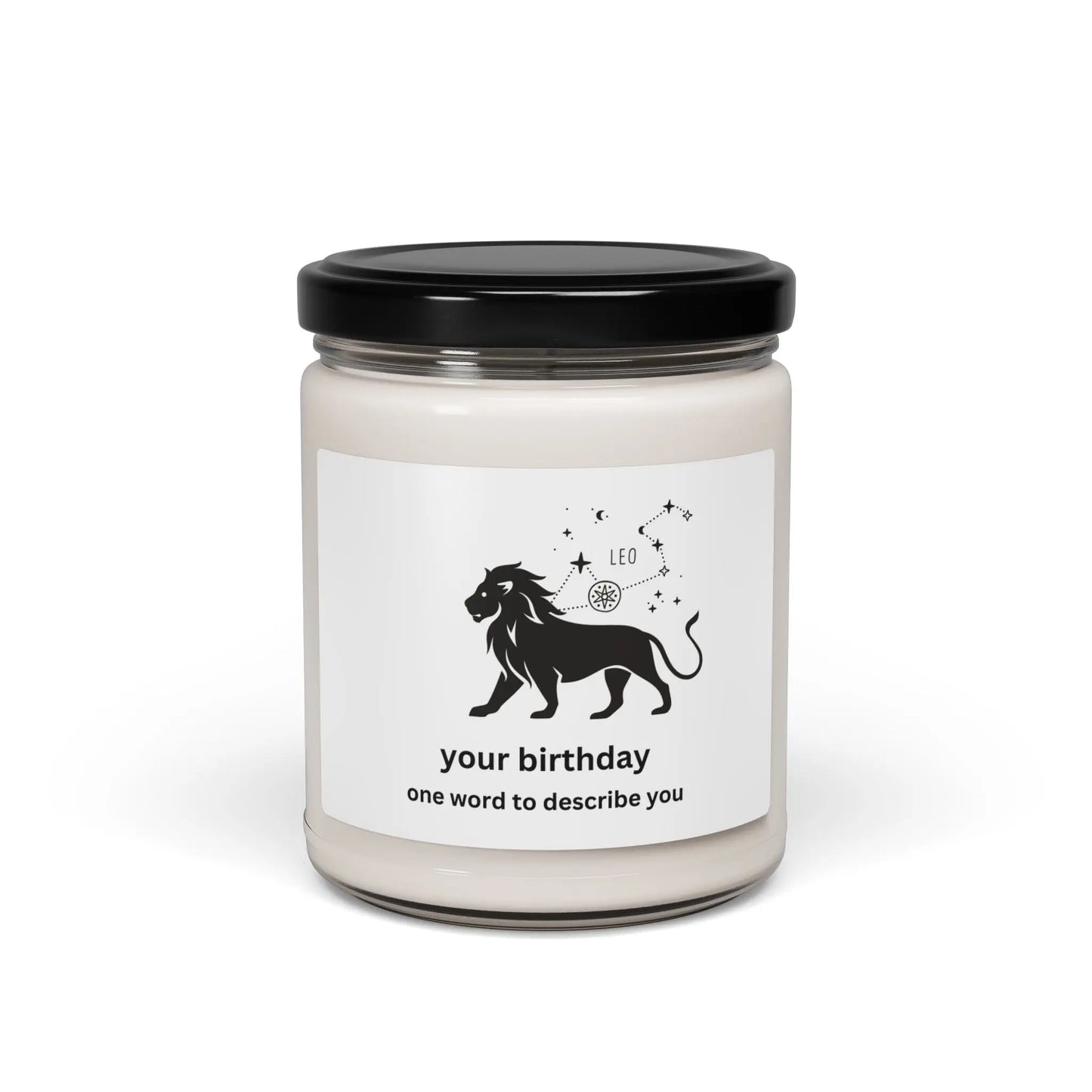 Customized Astrology Scented Soy Candle, Leo Birthday Printify