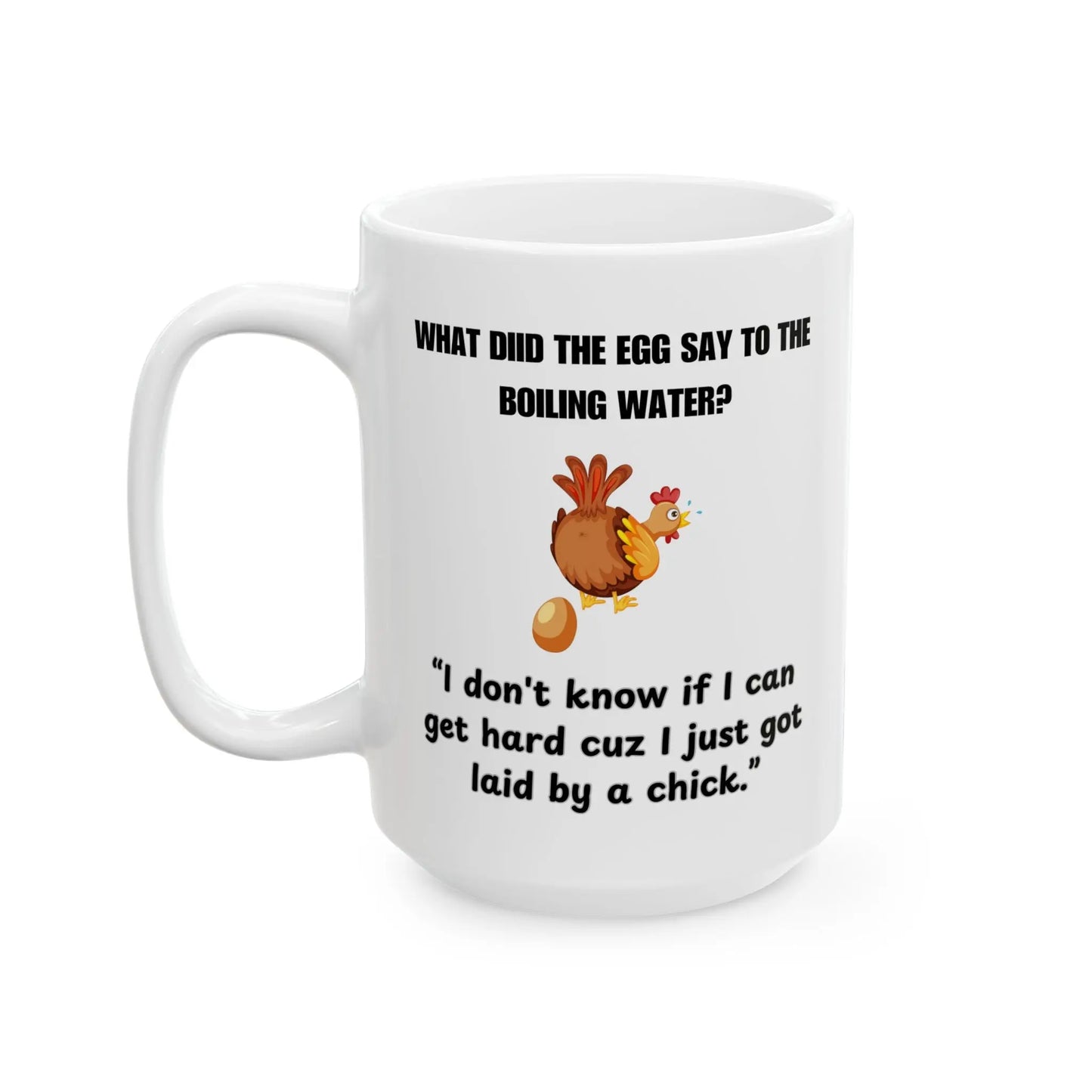 Funny Ceramic Mug, 18+, Laying Eggs Printify