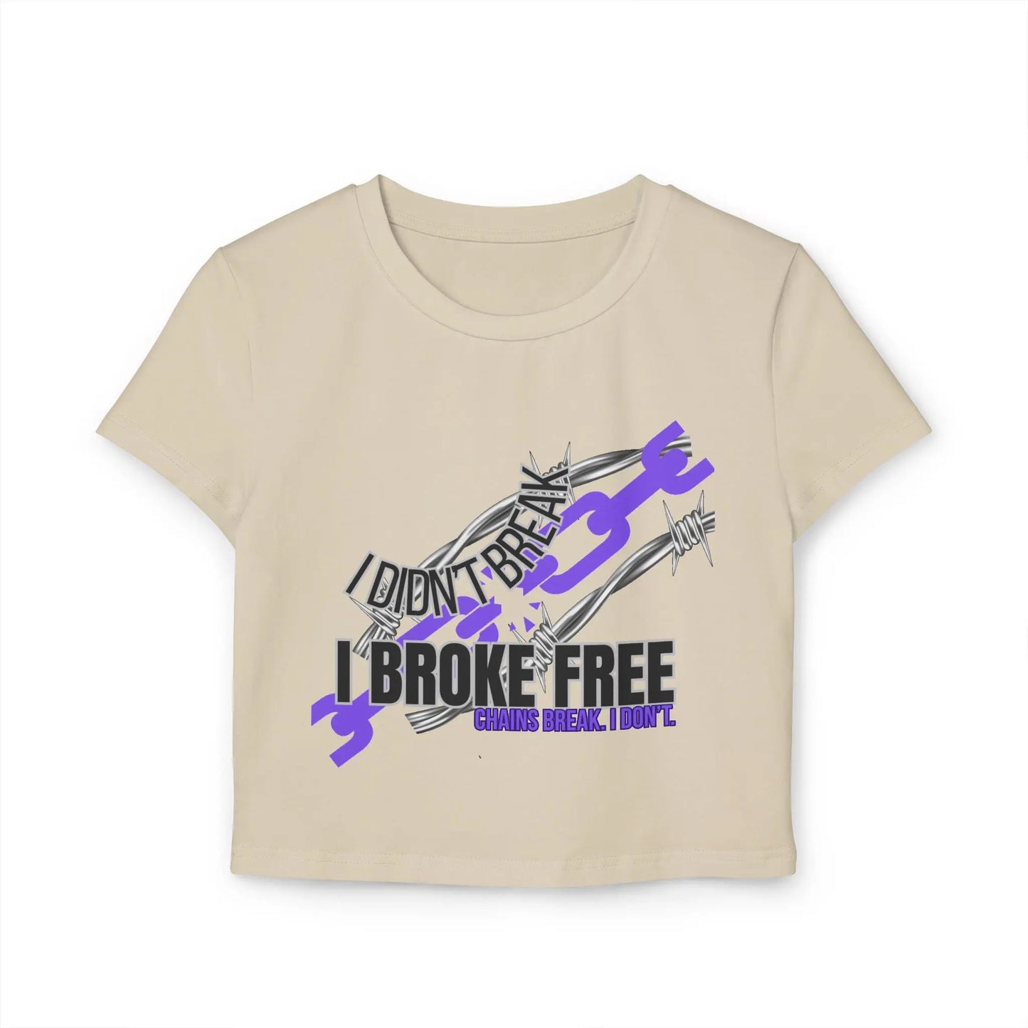 Crop Top for Women - "Chains Break" + Custom Sober Date- Purple Chain Edition Printify