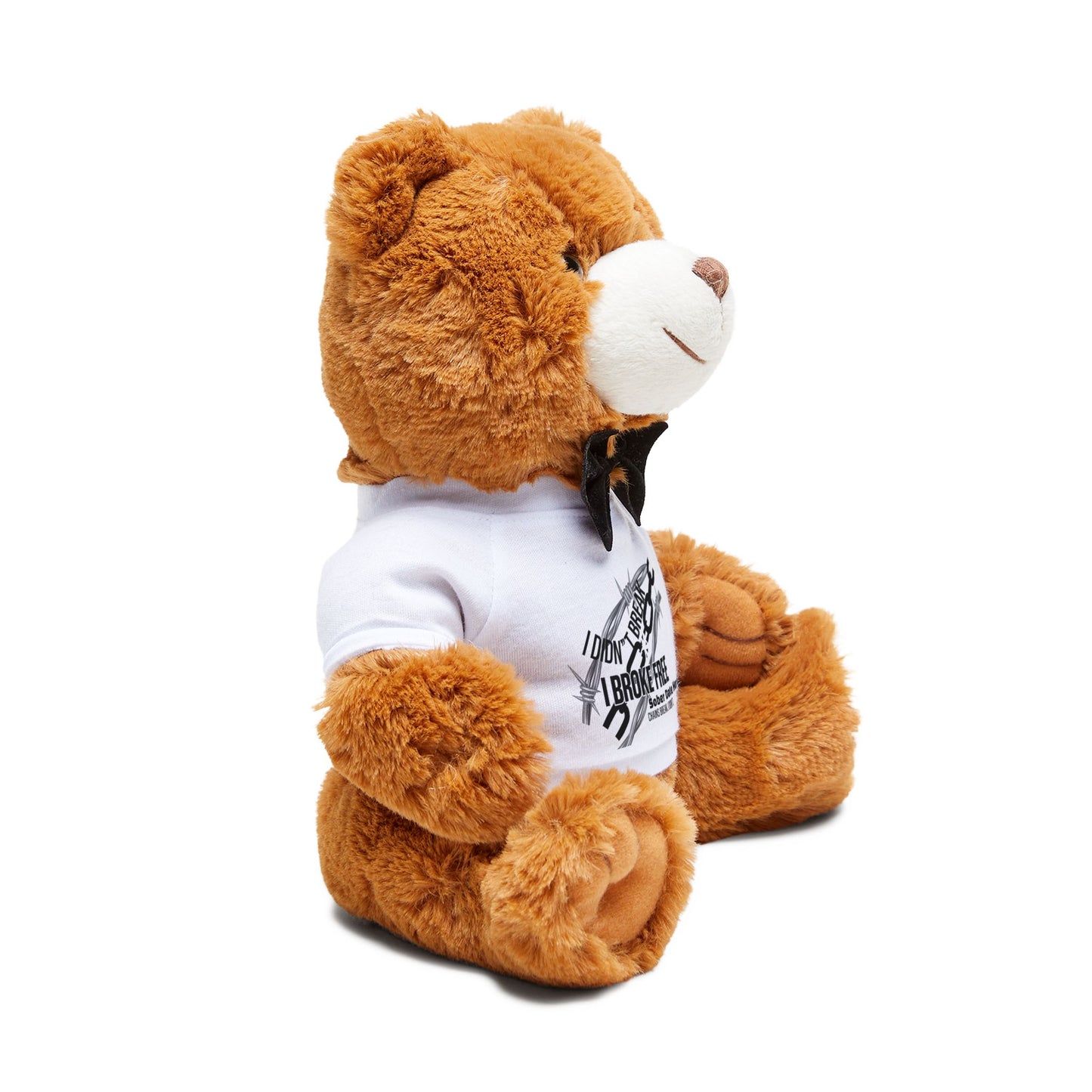 “I Broke Free” Black Chain Recovery Gift Bundle – Custom Teddy, Men’s Tee, Vinyl Sticker, Mug - Custom Sober Date (Limited Edition)