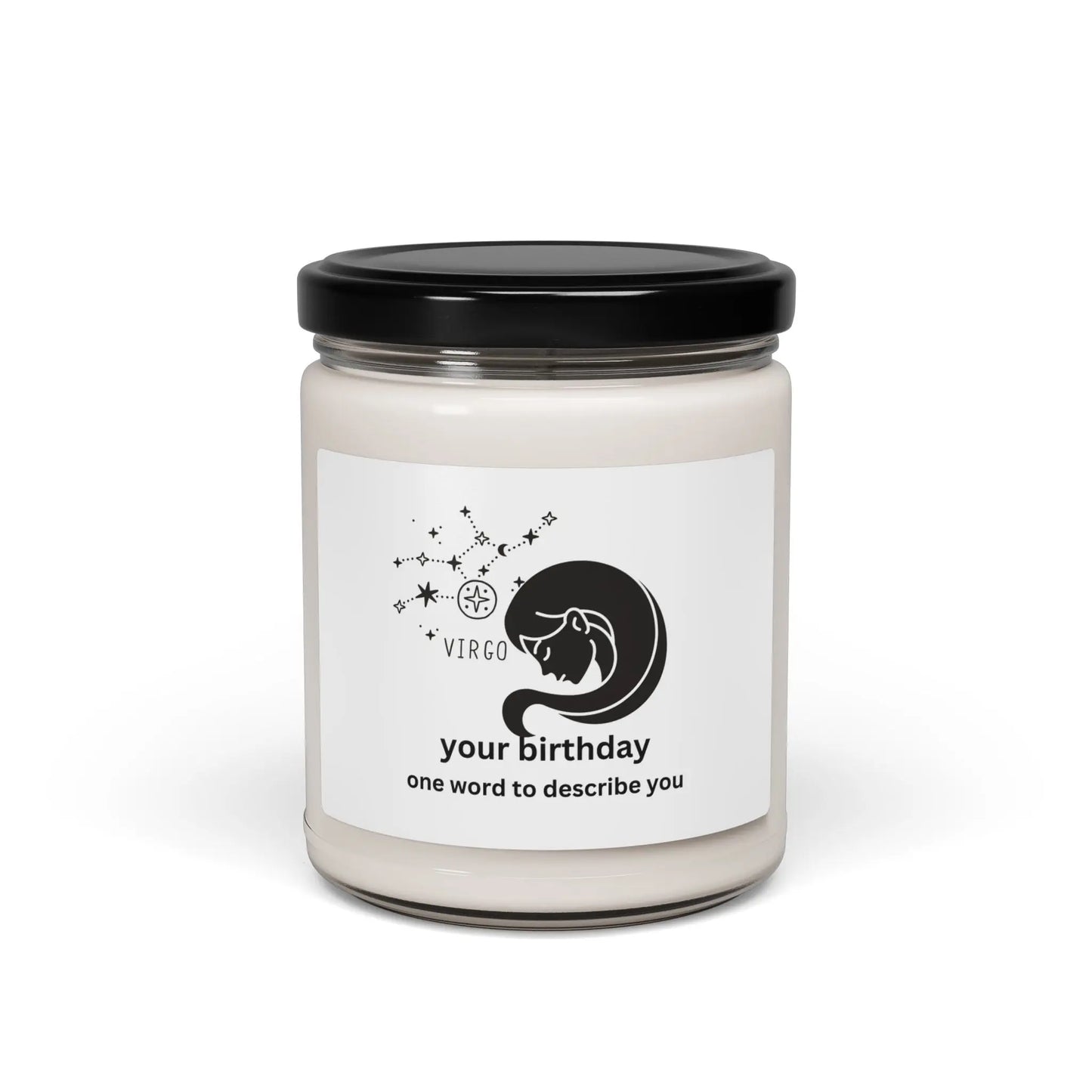 Customized Astrology Scented Soy Candle, Virgo Birthday Printify