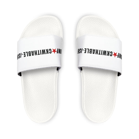 UNF★CKWITHABLE-ISH™ Men's Adjustable Slides White/ Red Star