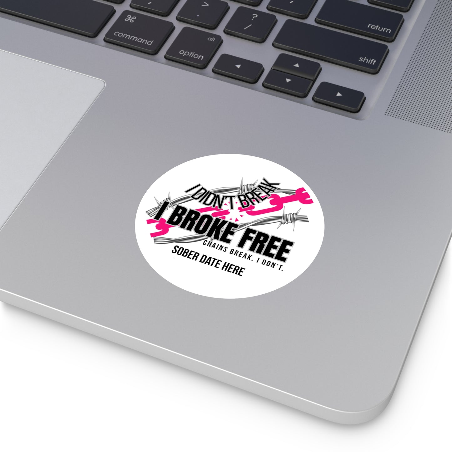 “I Broke Free” Sober Sticker – Hot Pink Recovery Chain Decal