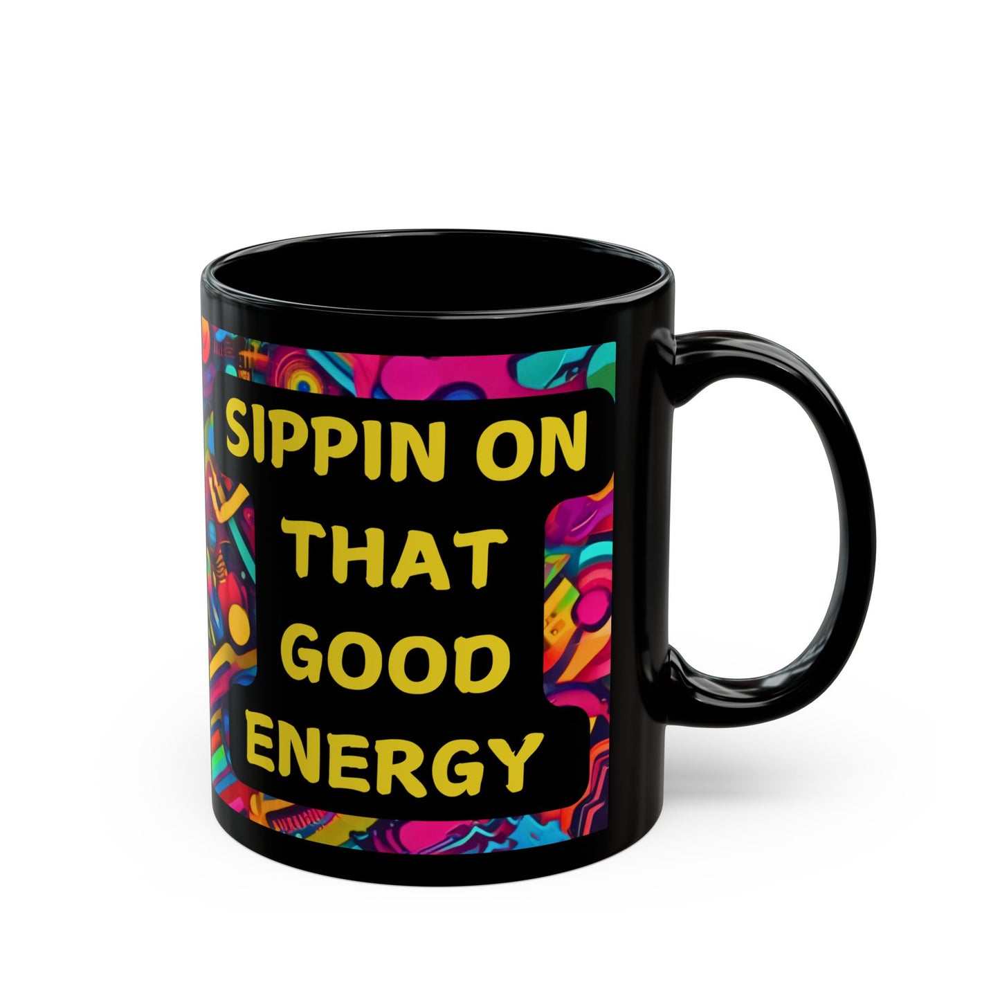 Schwarze Tasse mit TikTok-Motiv