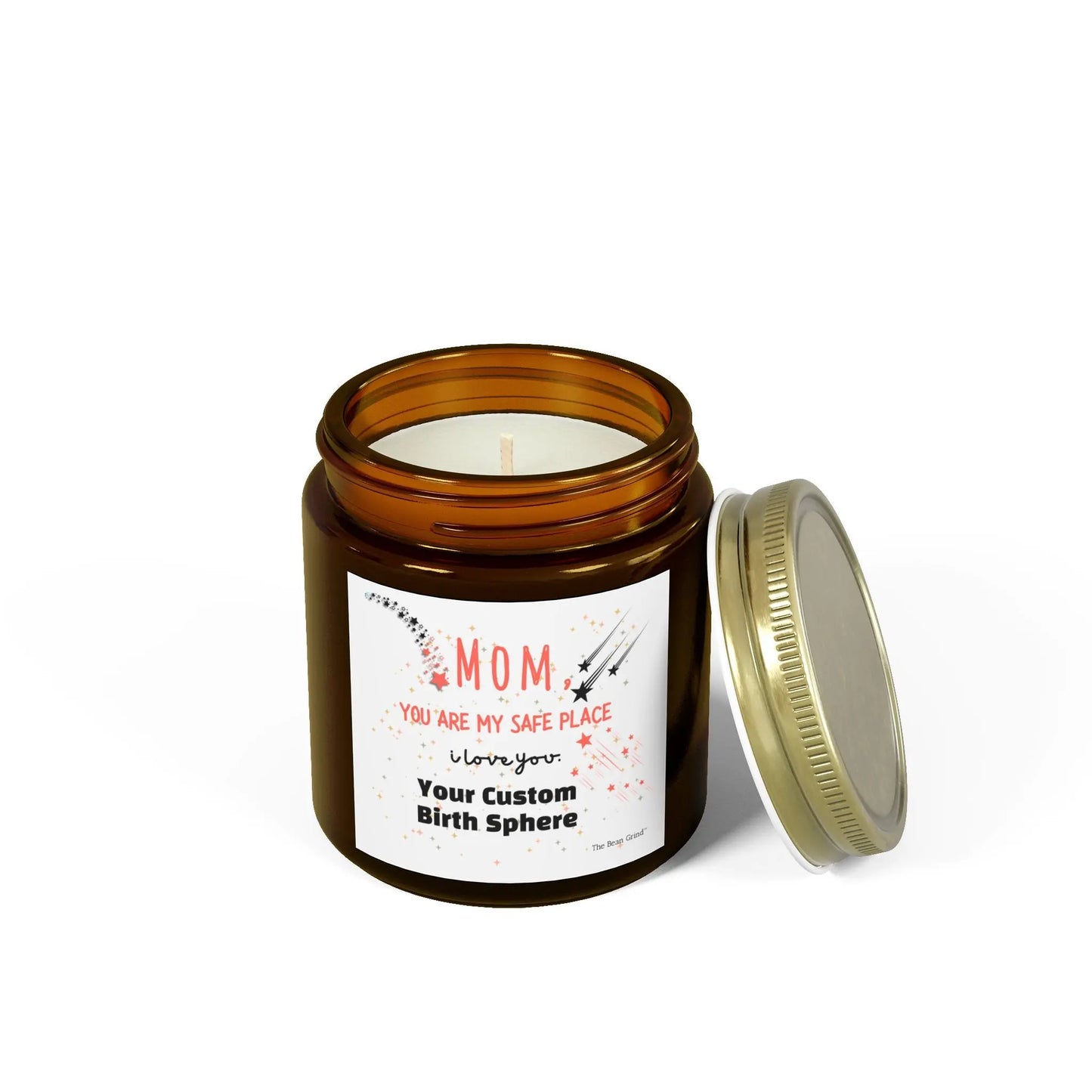 The Bean Grind™ Custom Wax Scented Candle - For Mom, Child's Birth Sphere, Coconut Apricot 4oz, 9oz Printify