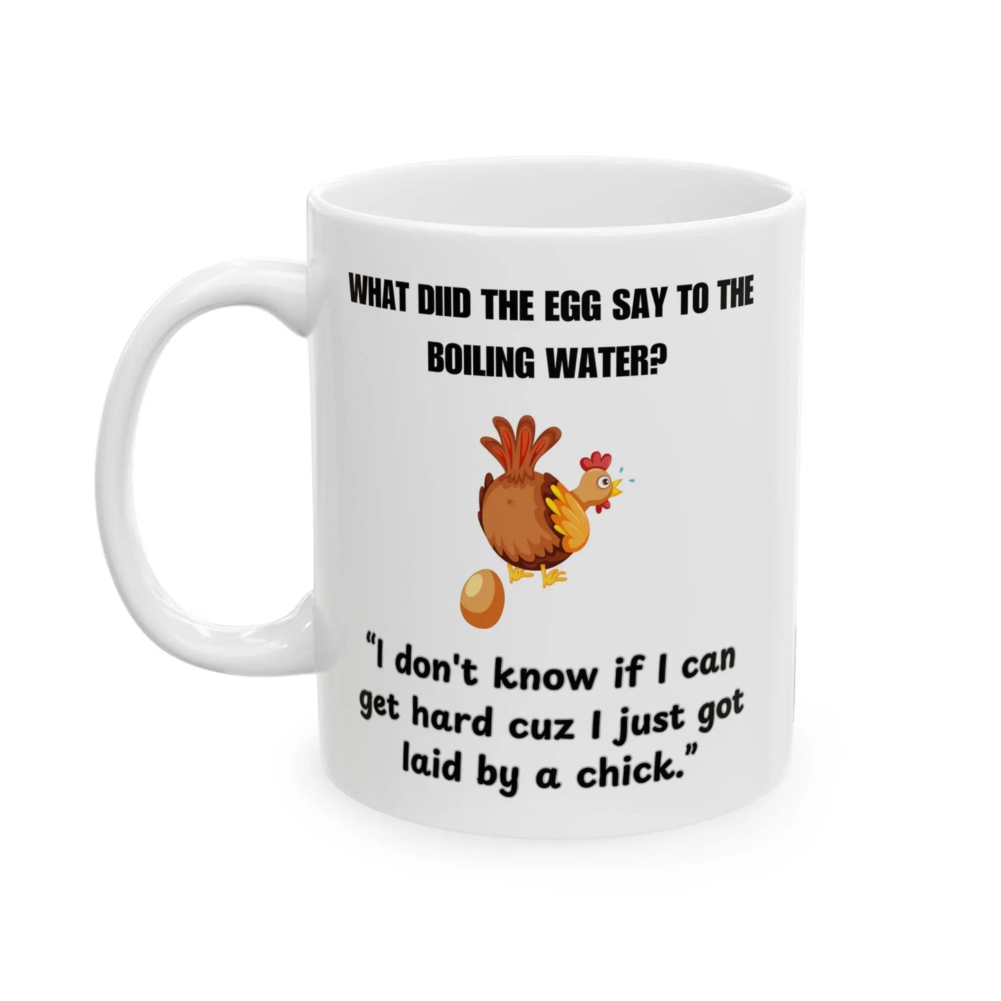 Funny Ceramic Mug, 18+, Laying Eggs Printify