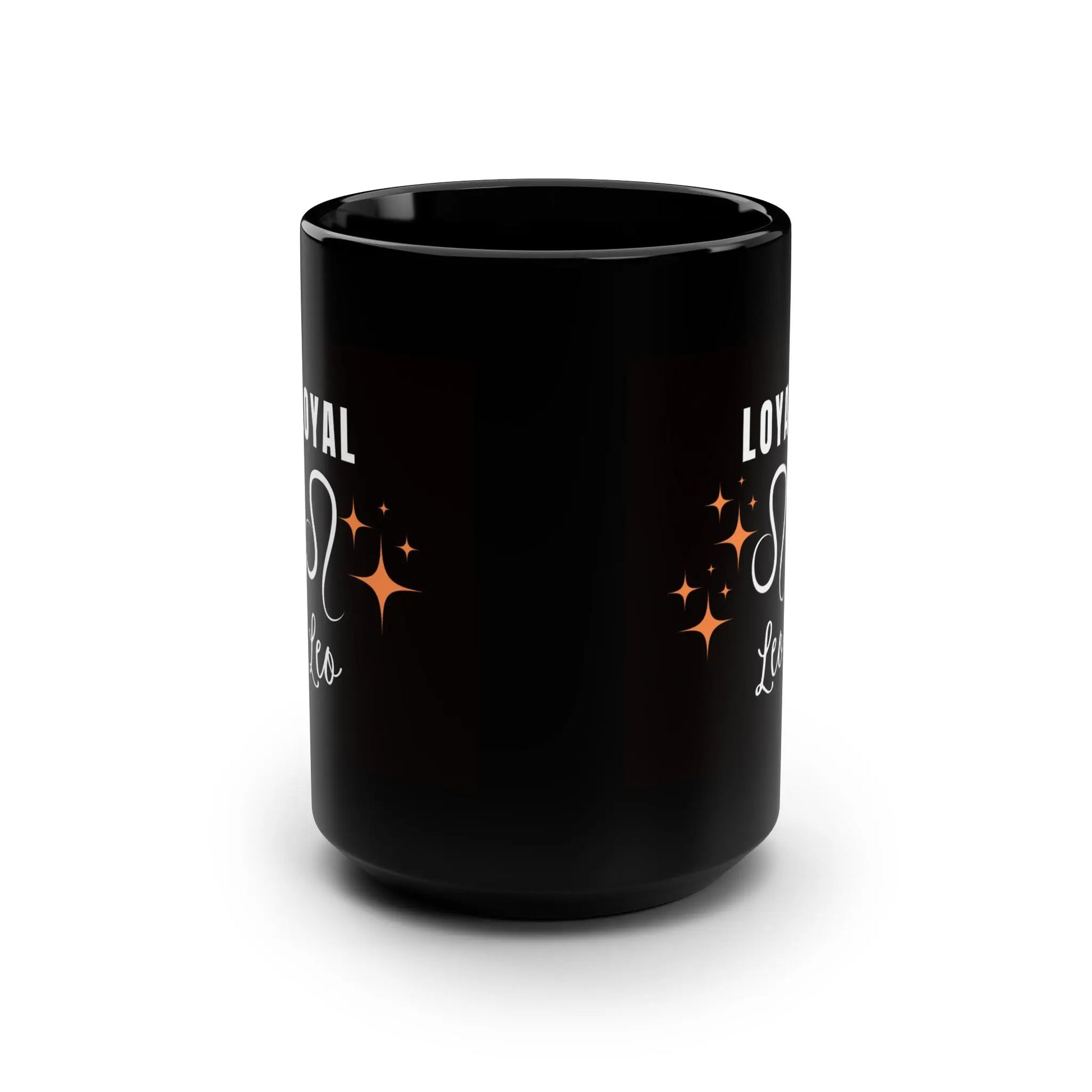 Loyal Leo Mug, Glossy Black - Fire Orange Printify