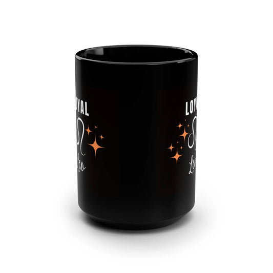 Loyal Leo Mug, Glossy Black - Fire Orange Printify