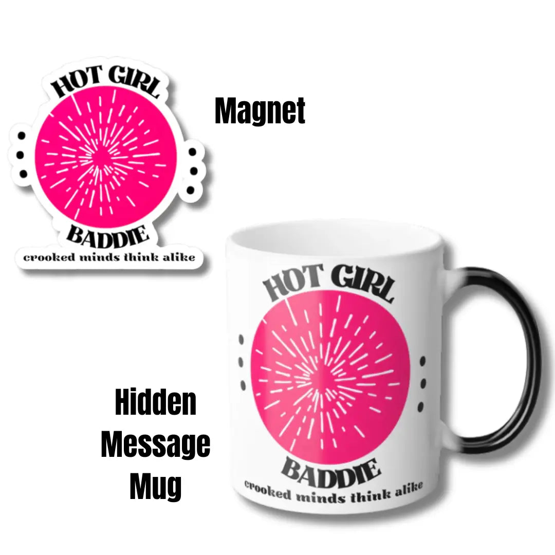 Hidden Message Mug, Hot Girl Baddie + Custom Design & Matching Vinyl Sticker Printify