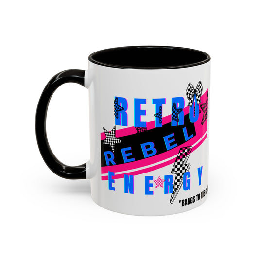 the bean grind recovery shop funny 90s colorful blue and white coffee mug