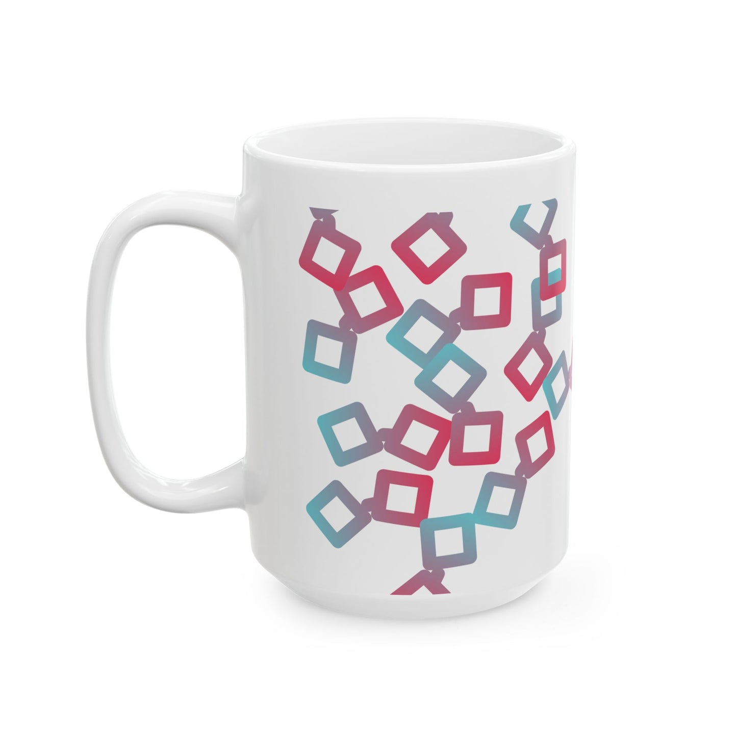 TikTok Inspired Ceramic Mug, Abstract Square Chaos